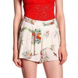 Free People Floral Ivory Skort